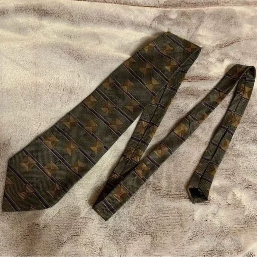 MW Collection Geometric‎ Pattern Silk Tie Squares Business Professional Necktie